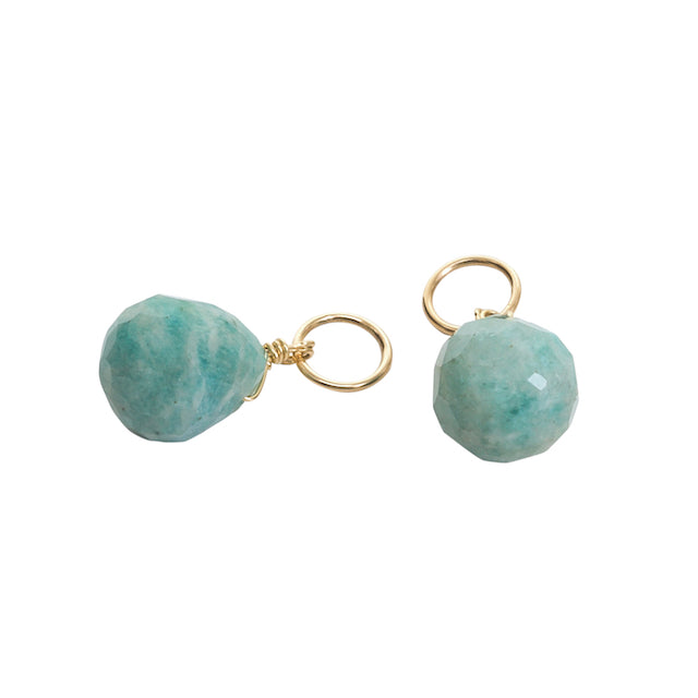 Pair of charms with amazonite stones and gold loops