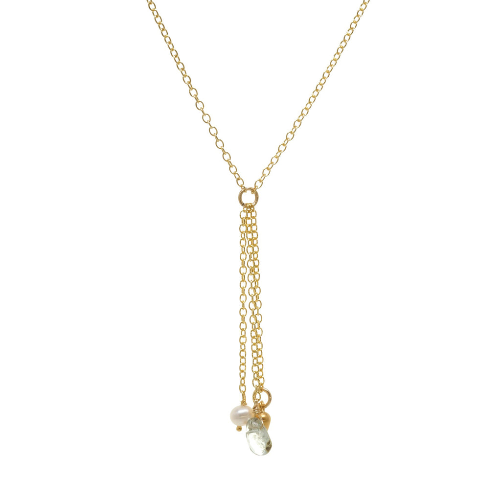 ketting met parel en aquamarijn